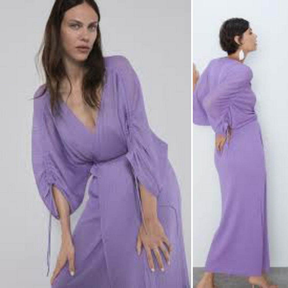 🤩 NWOT Zara Purple Viral Wrap Dress